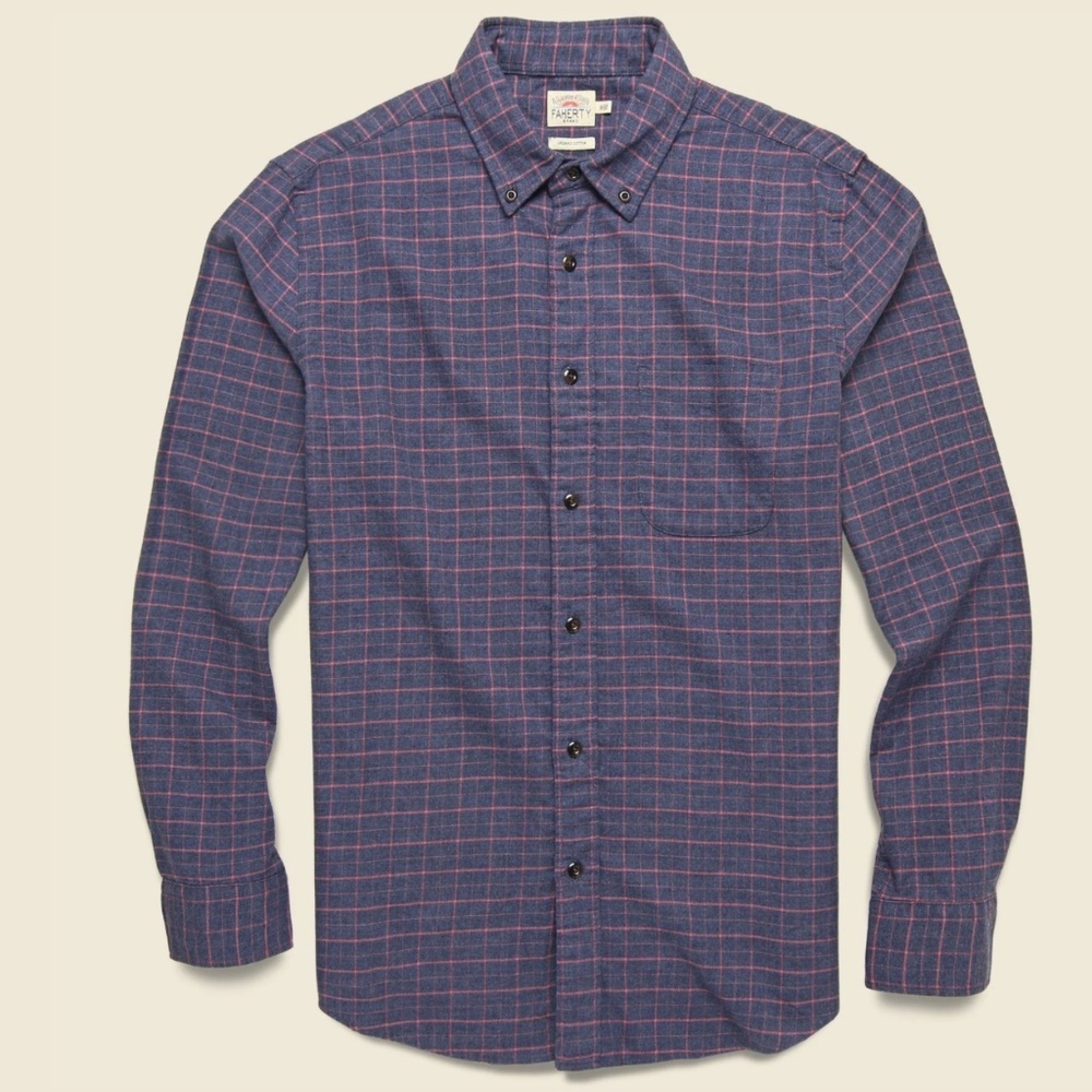 FAHERTY Featherweight Flannel Long Sleeve Plaid Shirt Gray/Pink Size Large